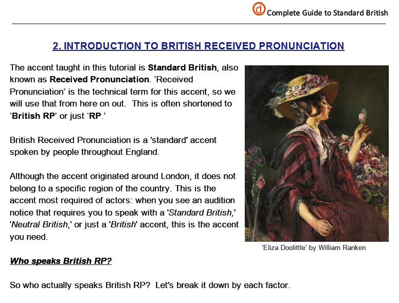 Acting With An Accent - Standard British Manual